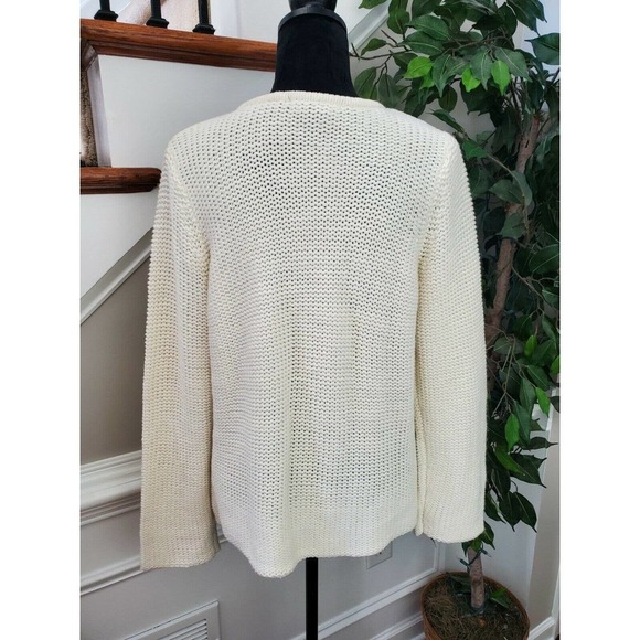 Coco + Capers Women's Ivory 100% Acrylic Long Sleeve Open Front Long Cardigan L - Picture 8 of 12